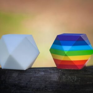 Vector Equilibrium blanc et arc-en-ciel